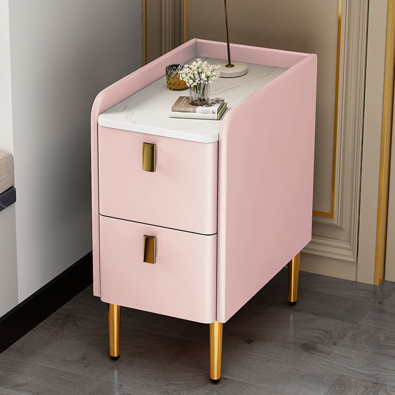 Faux Wood -Nachtschrank Beine enthalten Akzenttisch -Nachttisch mit 2 Schubladen