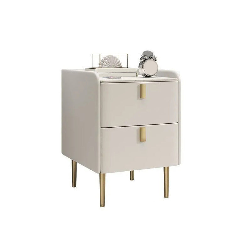 Faux Wood -Nachtschrank Beine enthalten Akzenttisch -Nachttisch mit 2 Schubladen