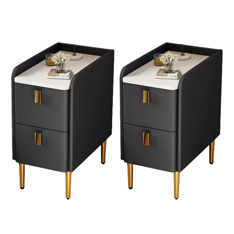 Faux Wood -Nachtschrank Beine enthalten Akzenttisch -Nachttisch mit 2 Schubladen