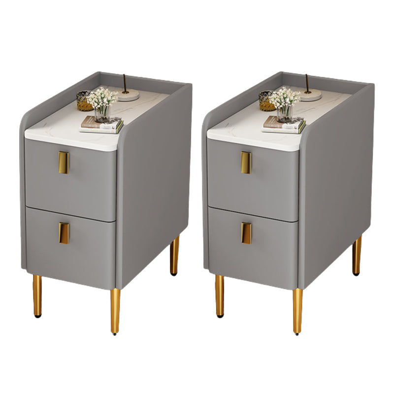 Faux Wood -Nachtschrank Beine enthalten Akzenttisch -Nachttisch mit 2 Schubladen