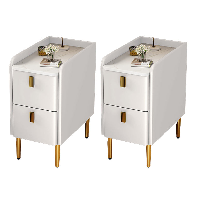 Faux Wood -Nachtschrank Beine enthalten Akzenttisch -Nachttisch mit 2 Schubladen