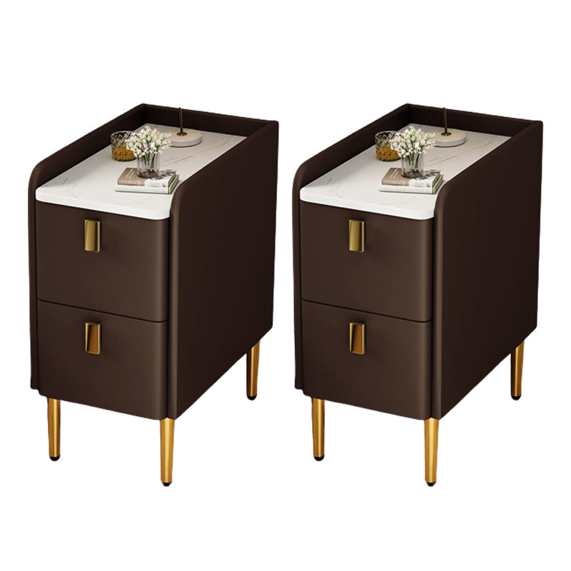 Faux Wood -Nachtschrank Beine enthalten Akzenttisch -Nachttisch mit 2 Schubladen