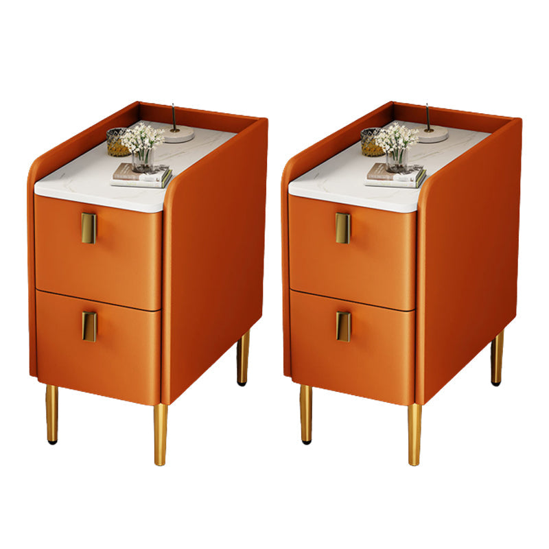 Faux Wood -Nachtschrank Beine enthalten Akzenttisch -Nachttisch mit 2 Schubladen