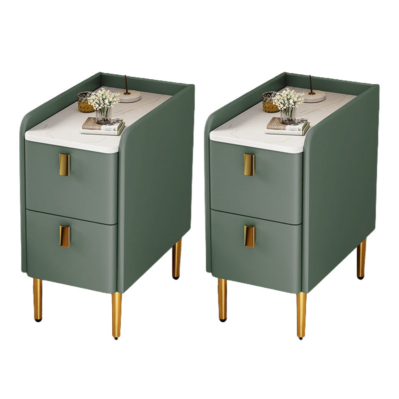 Faux Wood -Nachtschrank Beine enthalten Akzenttisch -Nachttisch mit 2 Schubladen