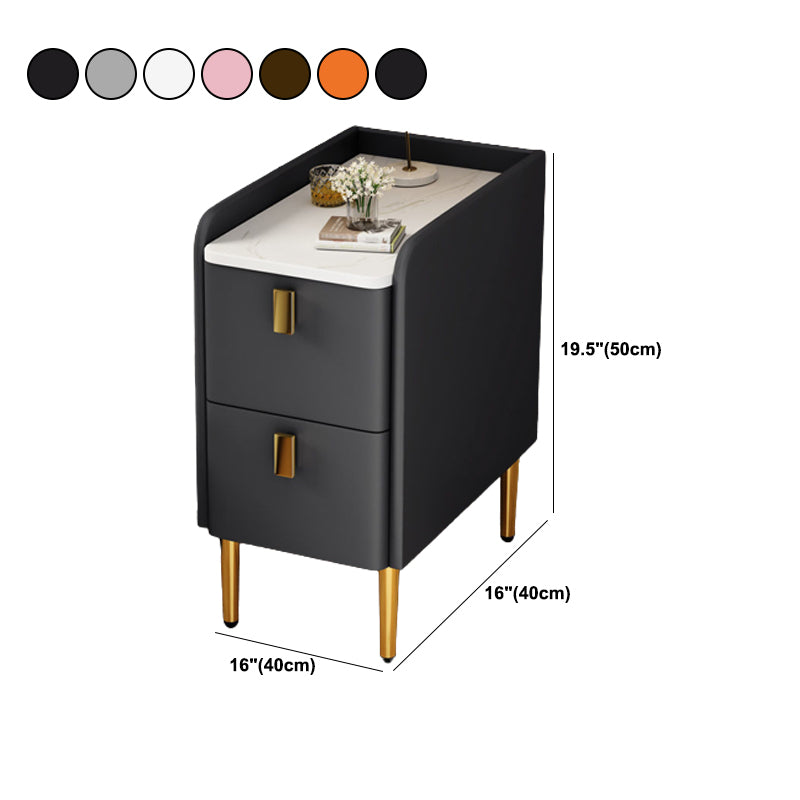 Faux Wood -Nachtschrank Beine enthalten Akzenttisch -Nachttisch mit 2 Schubladen