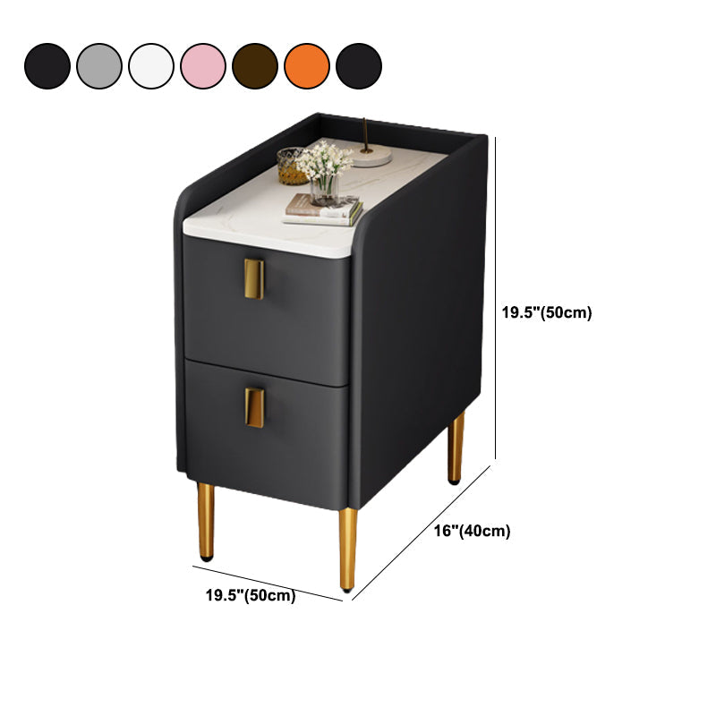 Faux Wood -Nachtschrank Beine enthalten Akzenttisch -Nachttisch mit 2 Schubladen