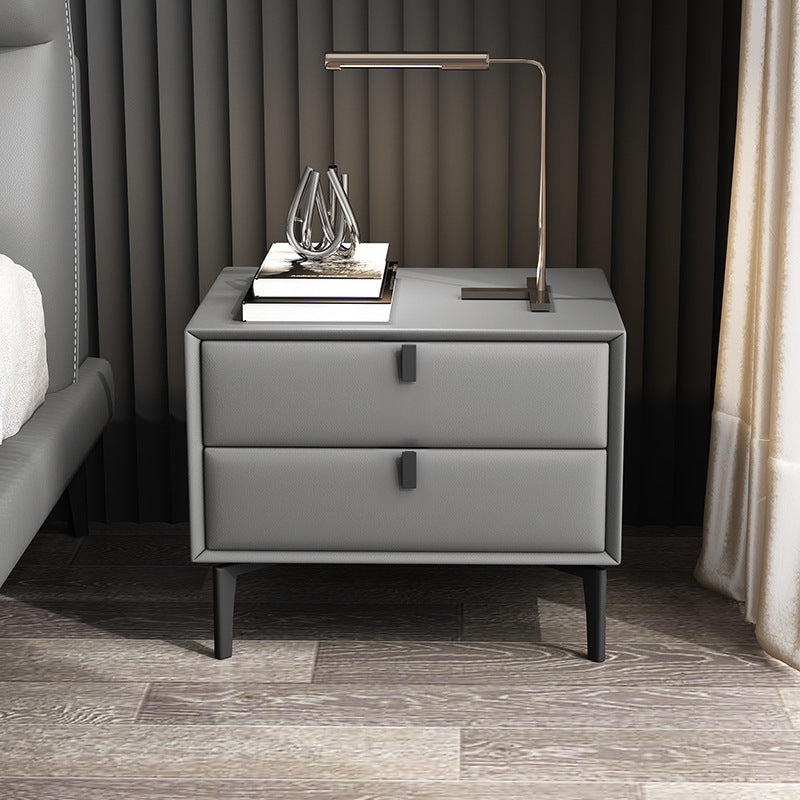 Cama de cuero de falsa mesita de noche de acento de 2 cavadores Noche para dormitorio