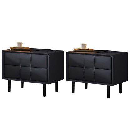 Cama de cuero de falsa mesita de noche de acento de 2 cavadores Noche para dormitorio