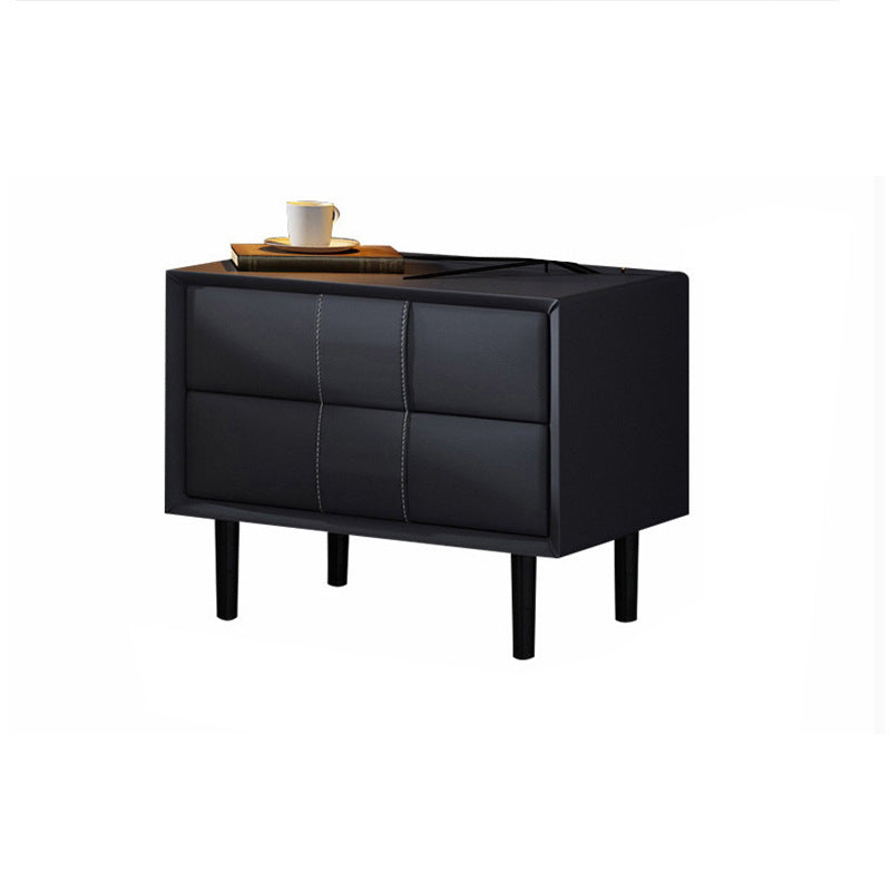 Cama de cuero de falsa mesita de noche de acento de 2 cavadores Noche para dormitorio