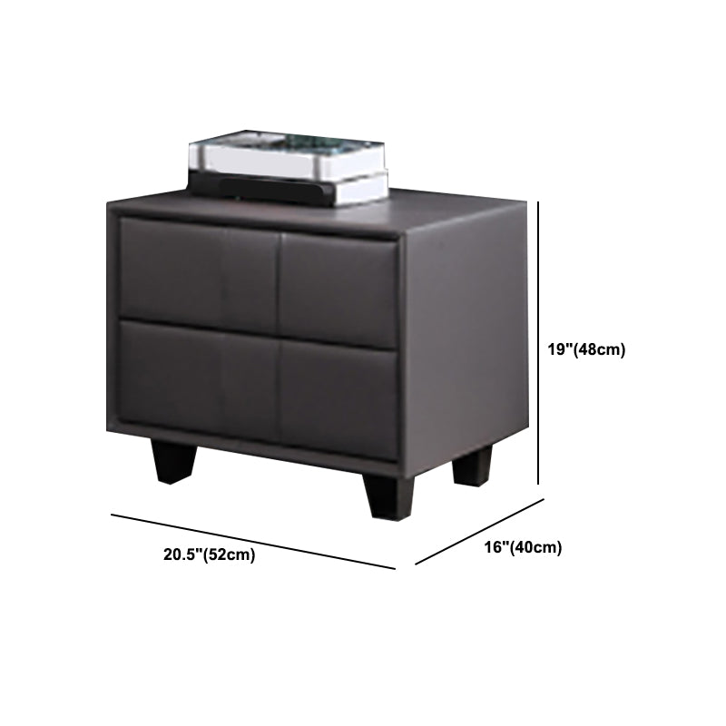 Cama de cuero de falsa mesita de noche de acento de 2 cavadores Noche para dormitorio