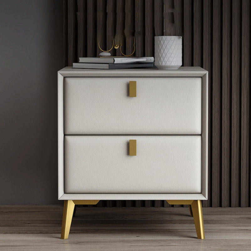 Mesa de acento de cuero sintética Mesa nocturna de 2 cavadores para el dormitorio