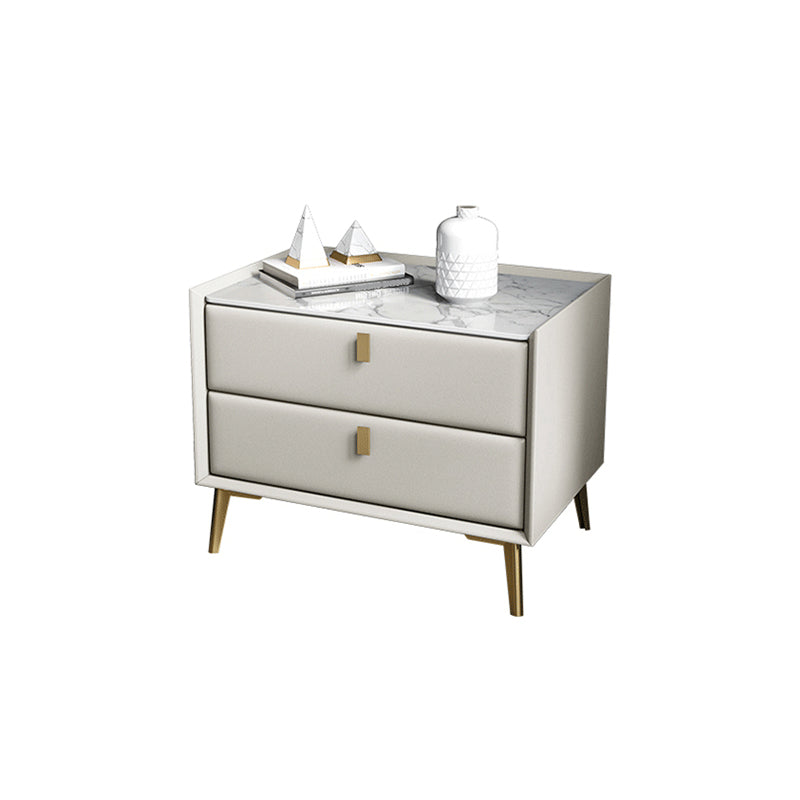 Mesa de acento de cuero sintética Mesa nocturna de 2 cavadores para el dormitorio