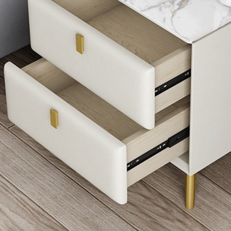 Mesa de acento de cuero sintética Mesa nocturna de 2 cavadores para el dormitorio