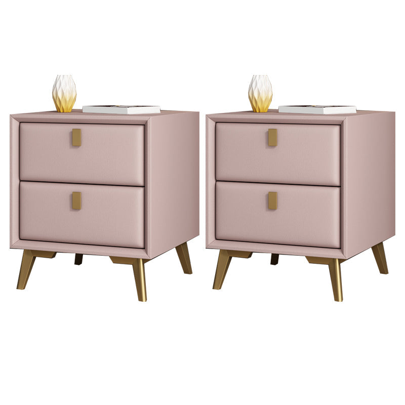 Mesa de acento de cuero sintética Mesa nocturna de 2 cavadores para el dormitorio