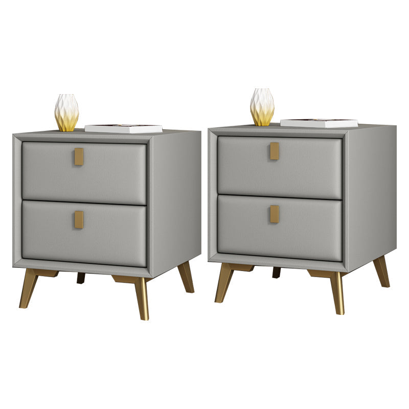 Mesa de acento de cuero sintética Mesa nocturna de 2 cavadores para el dormitorio