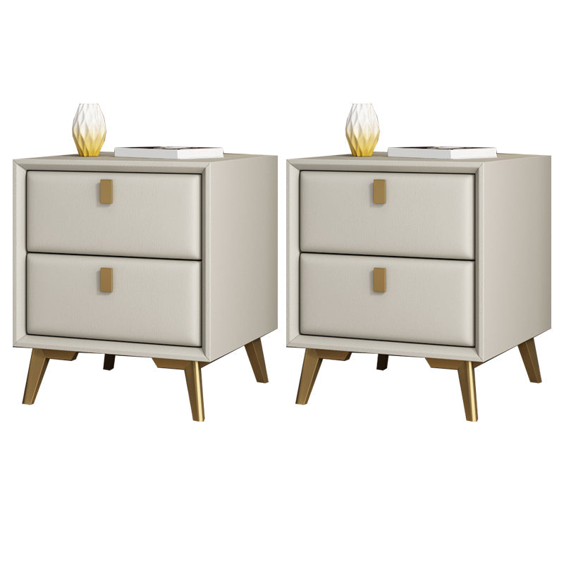 Mesa de acento de cuero sintética Mesa nocturna de 2 cavadores para el dormitorio