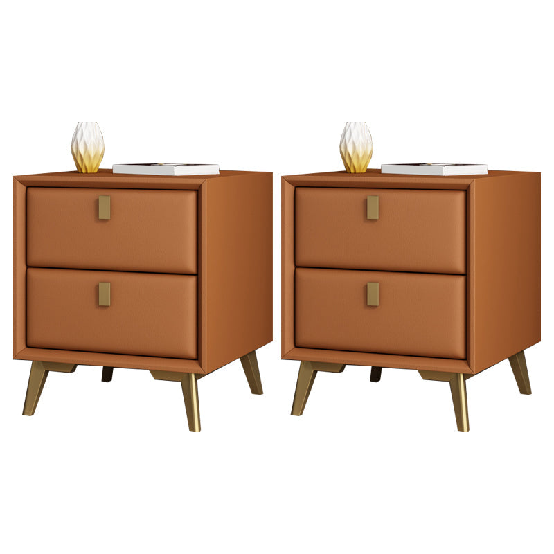 Mesa de acento de cuero sintética Mesa nocturna de 2 cavadores para el dormitorio