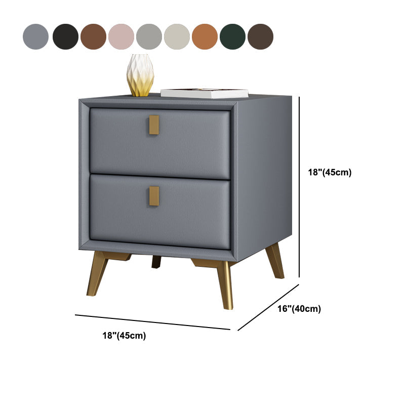 Mesa de acento de cuero sintética Mesa nocturna de 2 cavadores para el dormitorio