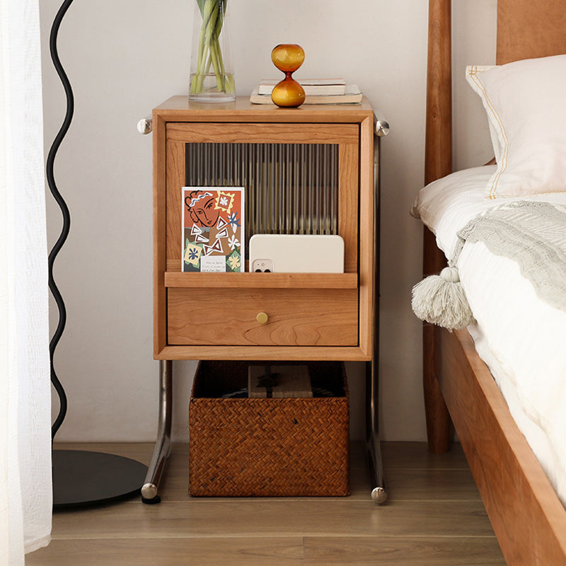 2 cajones de madera sólida Moderna noche de almacenamiento Cajón de almacenamiento Noche en natural