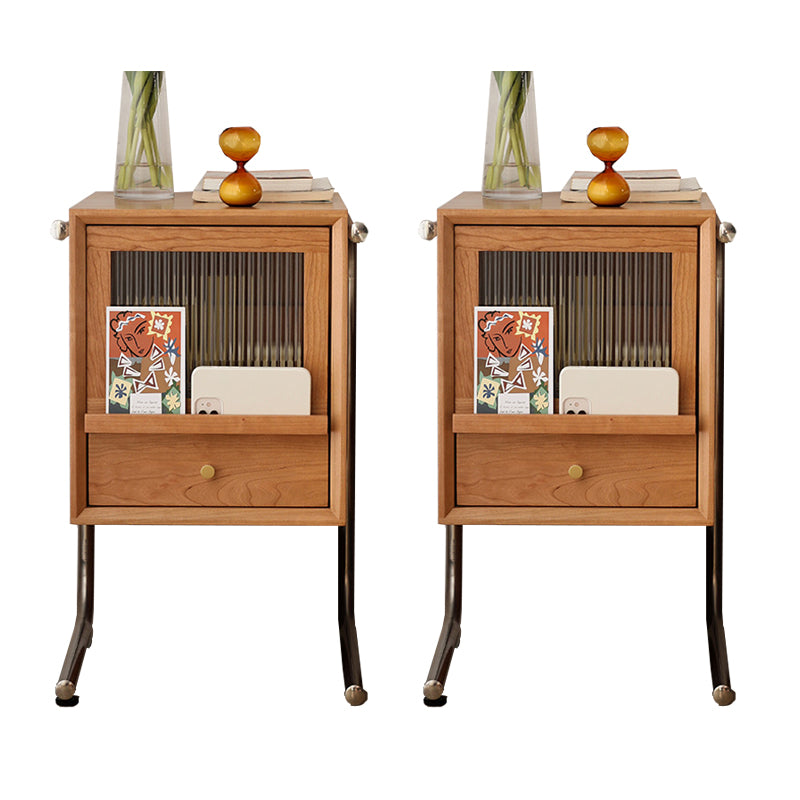 2 cajones de madera sólida Moderna noche de almacenamiento Cajón de almacenamiento Noche en natural