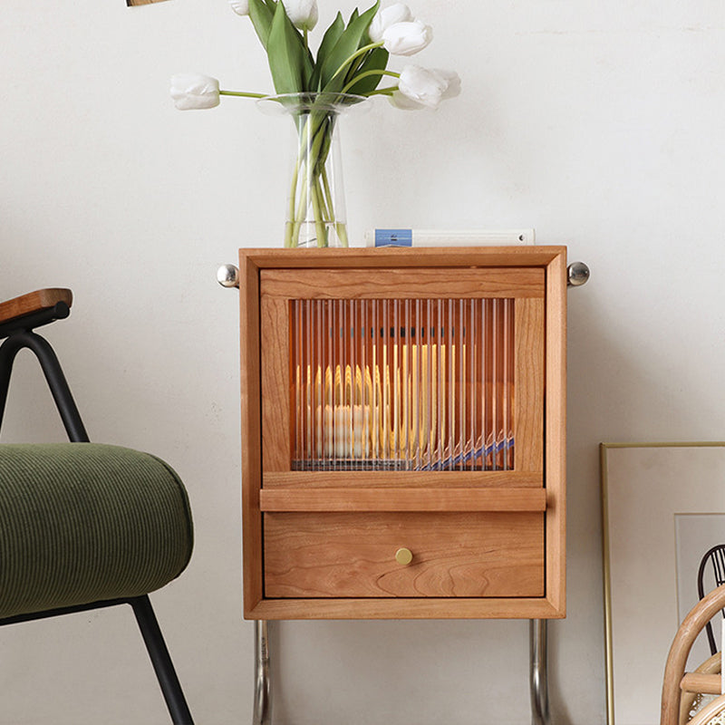 2 cajones de madera sólida Moderna noche de almacenamiento Cajón de almacenamiento Noche en natural