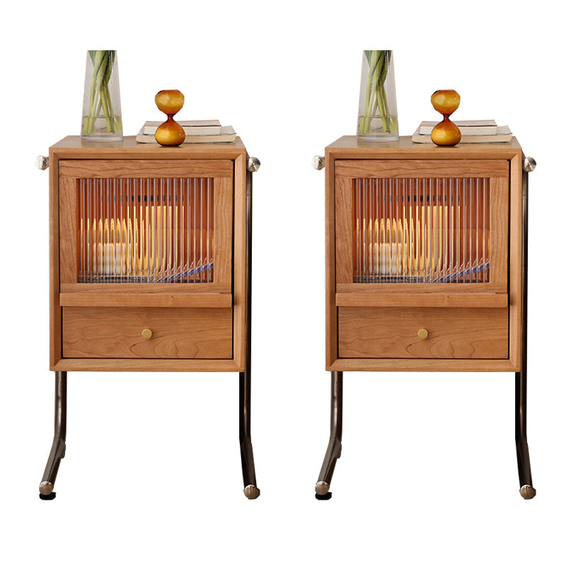 2 cajones de madera sólida Moderna noche de almacenamiento Cajón de almacenamiento Noche en natural