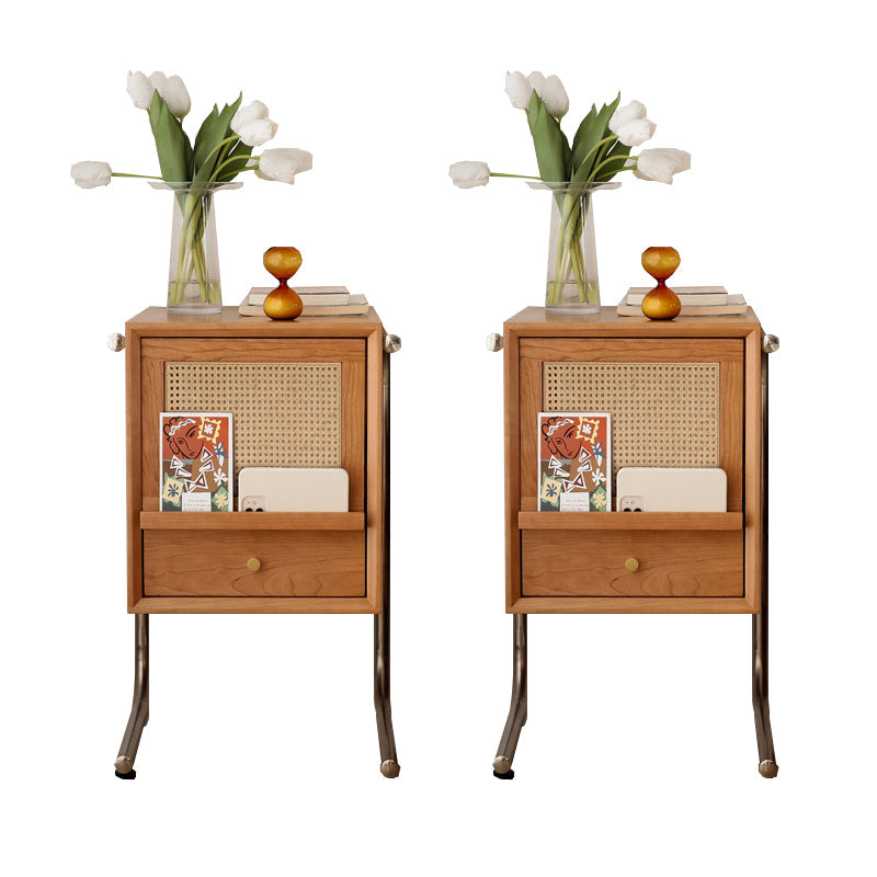 2 cajones de madera sólida Moderna noche de almacenamiento Cajón de almacenamiento Noche en natural