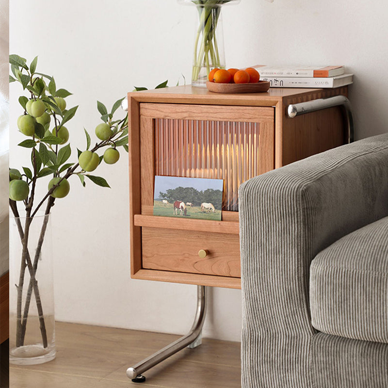 2 cajones de madera sólida Moderna noche de almacenamiento Cajón de almacenamiento Noche en natural