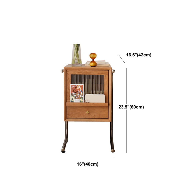 2 cajones de madera sólida Moderna noche de almacenamiento Cajón de almacenamiento Noche en natural