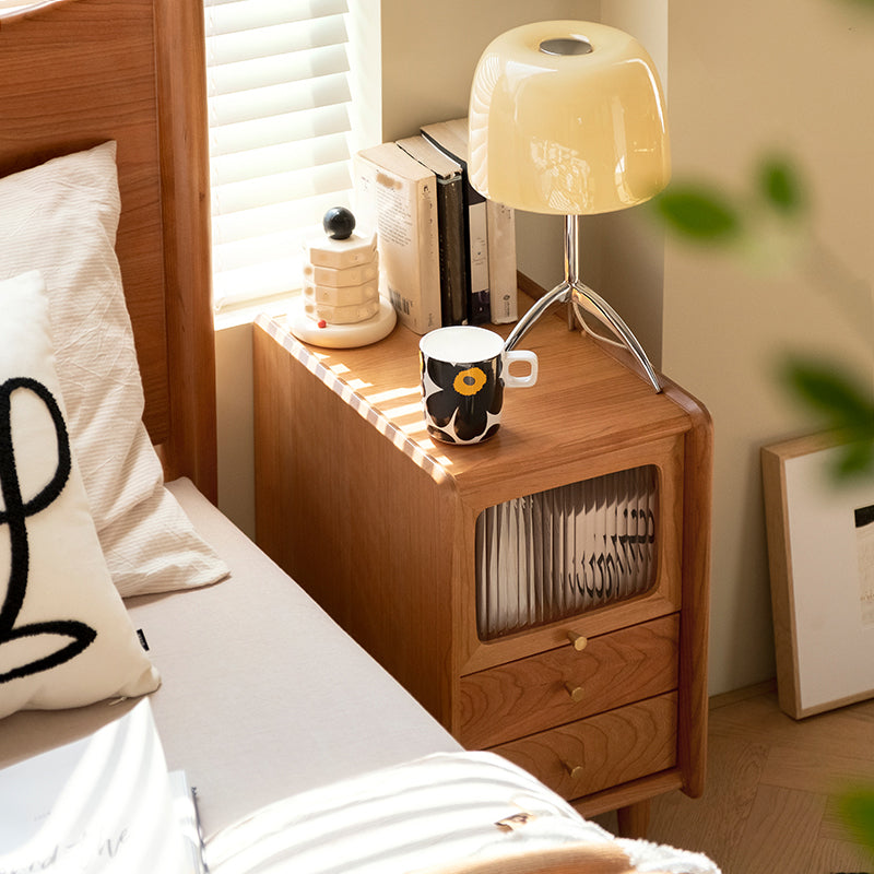 Moderno tavolo da notte in legno massiccio 21 "H comodino da letto di stoccaggio con gambe