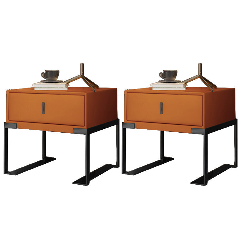 Leder 1 Schubladen Nachttisch zeitgenössischer Nachttisch mit Metallbeinen