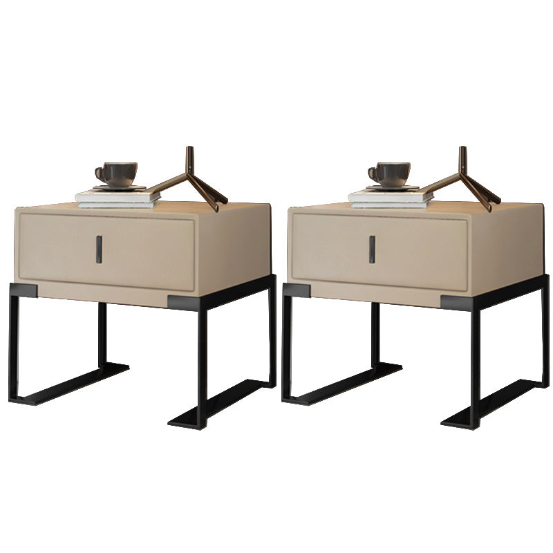 Leder 1 Schubladen Nachttisch zeitgenössischer Nachttisch mit Metallbeinen