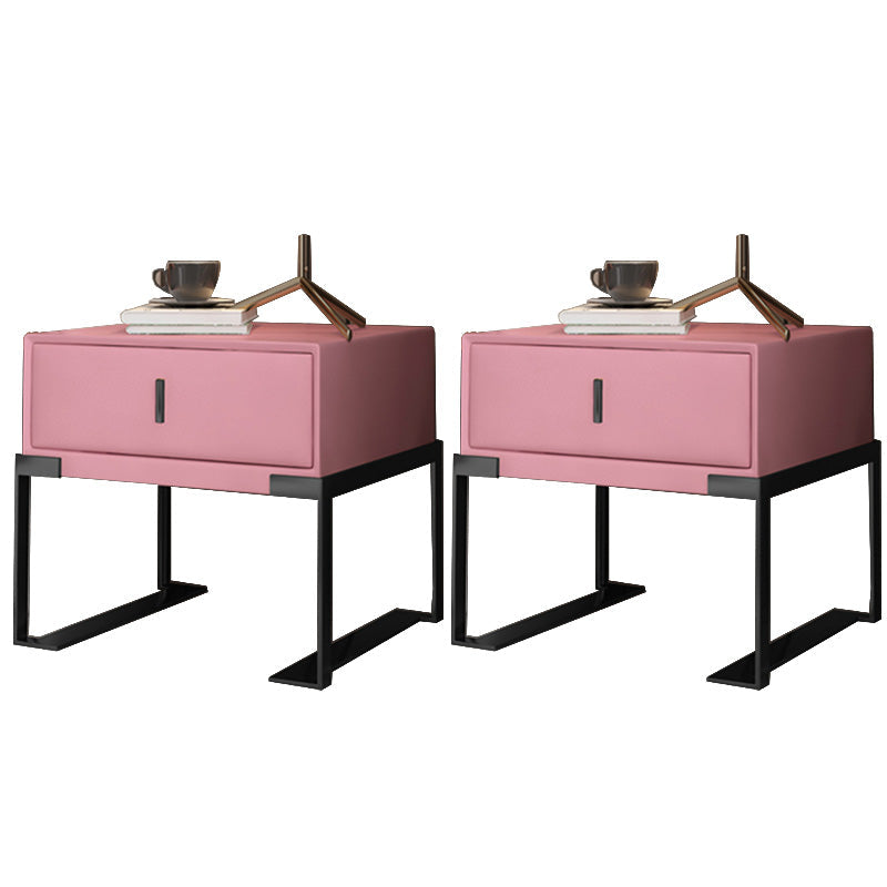 Leder 1 Schubladen Nachttisch zeitgenössischer Nachttisch mit Metallbeinen