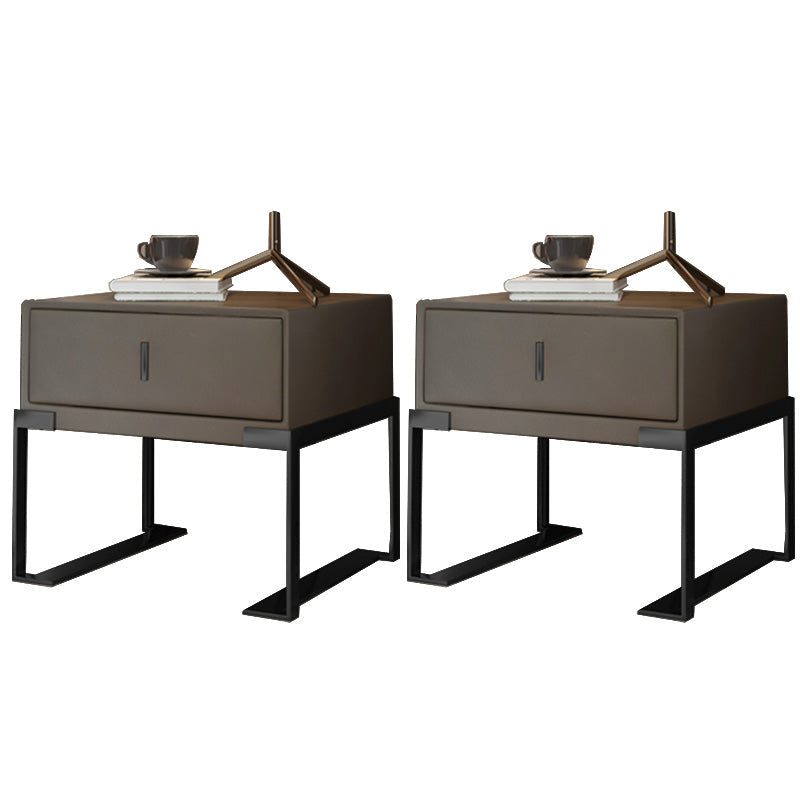 Leder 1 Schubladen Nachttisch zeitgenössischer Nachttisch mit Metallbeinen