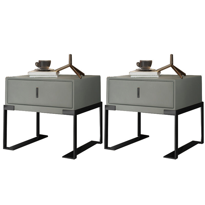 Leder 1 Schubladen Nachttisch zeitgenössischer Nachttisch mit Metallbeinen