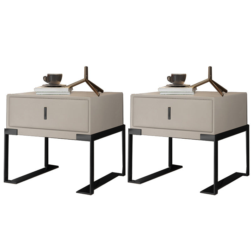 Leder 1 Schubladen Nachttisch zeitgenössischer Nachttisch mit Metallbeinen