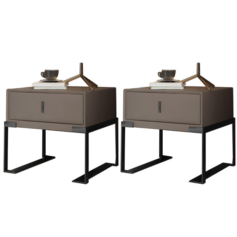 Leder 1 Schubladen Nachttisch zeitgenössischer Nachttisch mit Metallbeinen