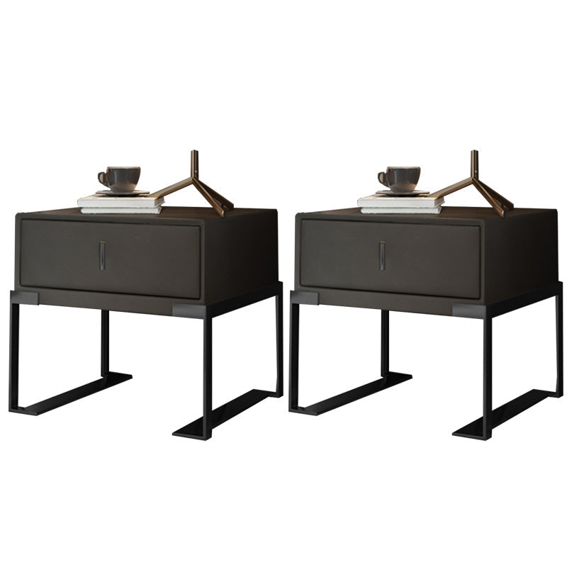 Leder 1 Schubladen Nachttisch zeitgenössischer Nachttisch mit Metallbeinen