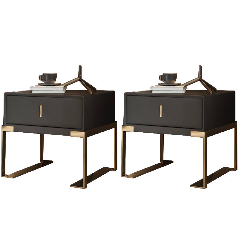 Leder 1 Schubladen Nachttisch zeitgenössischer Nachttisch mit Metallbeinen