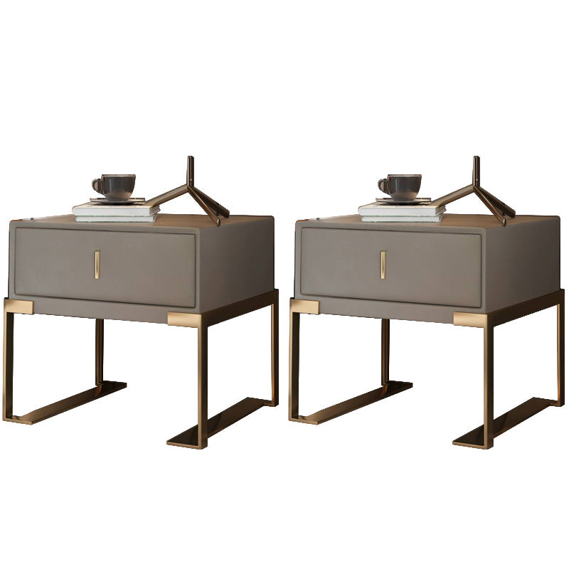 Leder 1 Schubladen Nachttisch zeitgenössischer Nachttisch mit Metallbeinen