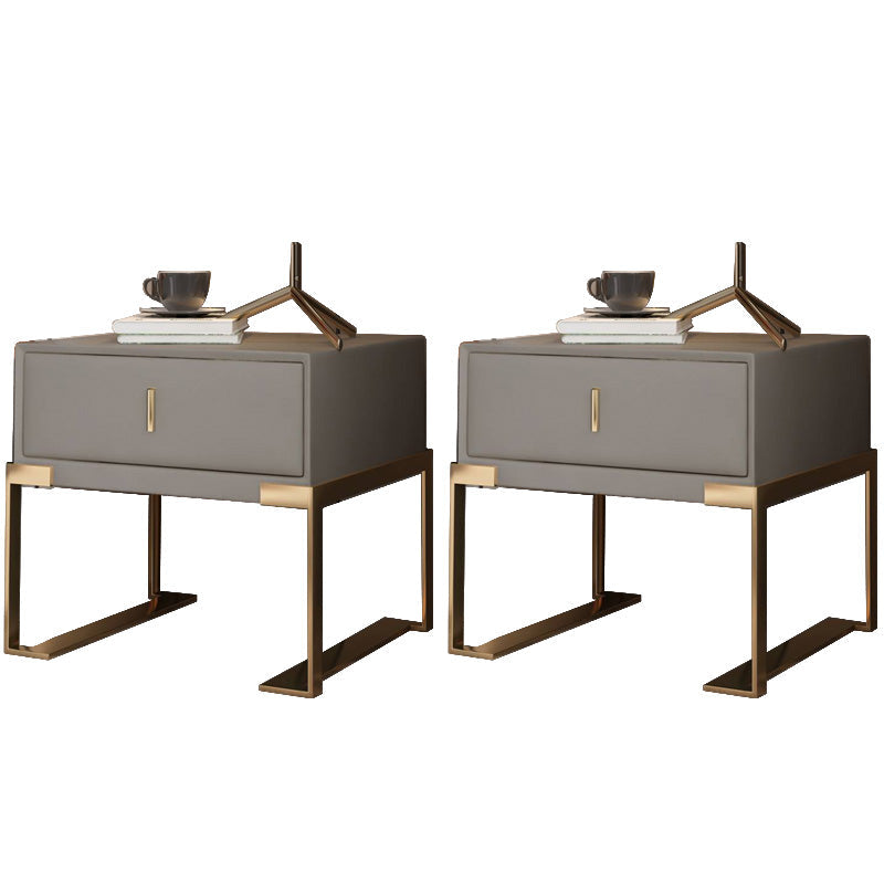 Leder 1 Schubladen Nachttisch zeitgenössischer Nachttisch mit Metallbeinen