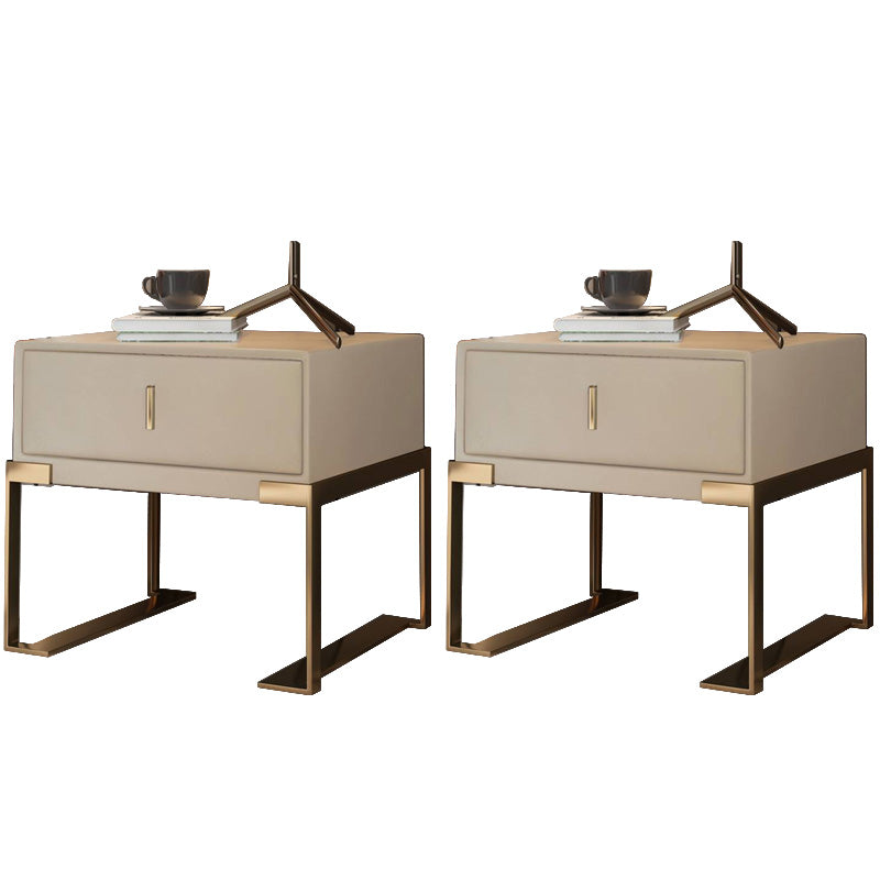 Leder 1 Schubladen Nachttisch zeitgenössischer Nachttisch mit Metallbeinen