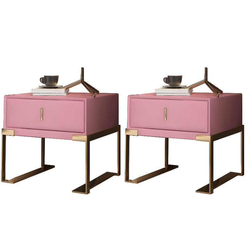 Leder 1 Schubladen Nachttisch zeitgenössischer Nachttisch mit Metallbeinen