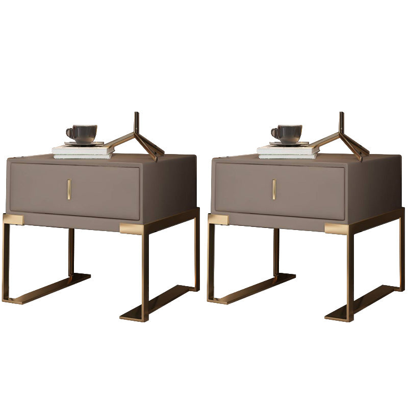 Leder 1 Schubladen Nachttisch zeitgenössischer Nachttisch mit Metallbeinen