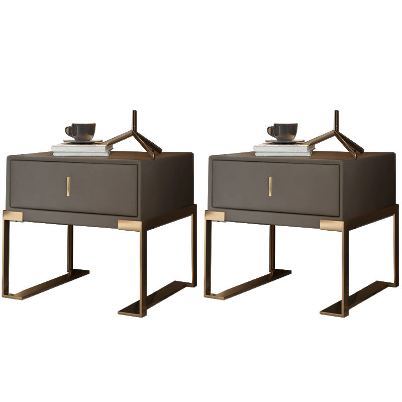 Leder 1 Schubladen Nachttisch zeitgenössischer Nachttisch mit Metallbeinen