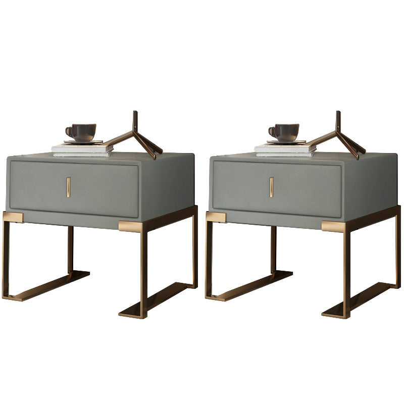 Leder 1 Schubladen Nachttisch zeitgenössischer Nachttisch mit Metallbeinen