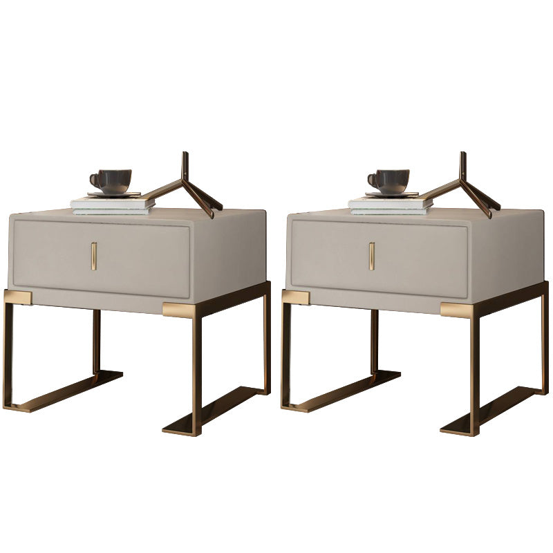 Leder 1 Schubladen Nachttisch zeitgenössischer Nachttisch mit Metallbeinen