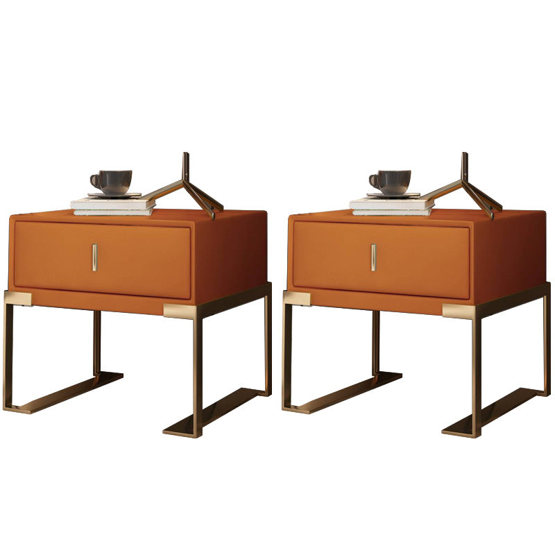 Leder 1 Schubladen Nachttisch zeitgenössischer Nachttisch mit Metallbeinen