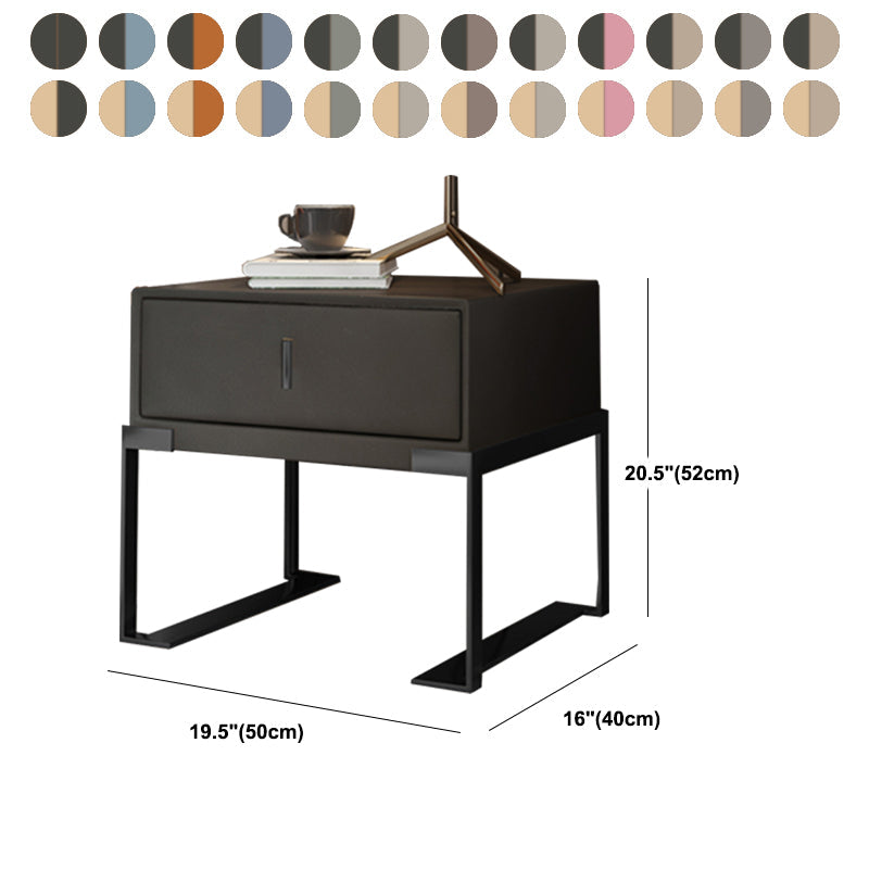 Leder 1 Schubladen Nachttisch zeitgenössischer Nachttisch mit Metallbeinen