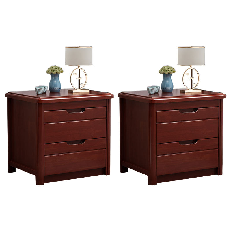 Solid Wood 2 Drawer Modern Night Table Drawer Storage Bed Nightstand Red Brown 2 Piece Set Clearhalo 'Bedroom Furniture' 'furn' 'furn_night_stand' 'Furniture' 'night_stand' 'Nightstands' 5906176